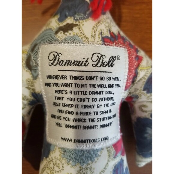 Dammit Doll Stress Funny Gag Gifts Birthday Parody Joke Red White Blue Flowers - Picture 3 of 9